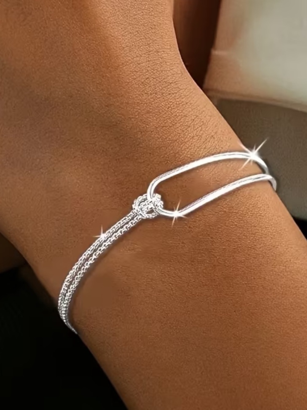 Elegant Silver Double-Loop Bracelet